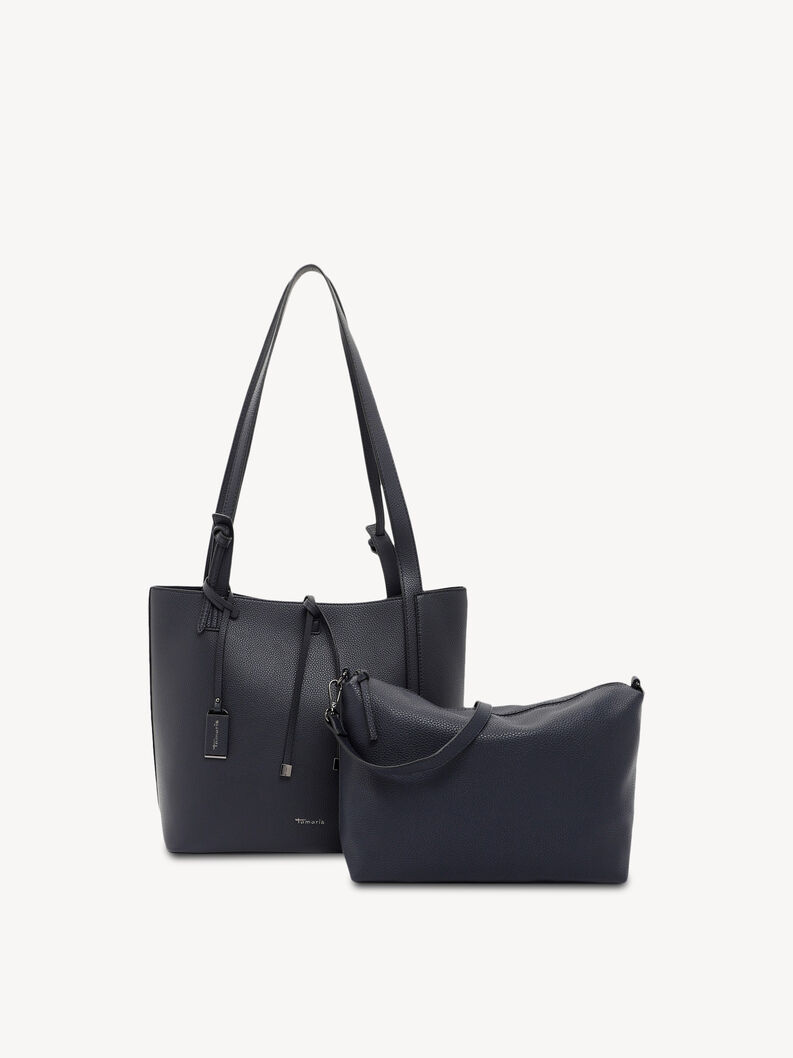 Set of two dark blue shoulder bags with detachable smaller pouch