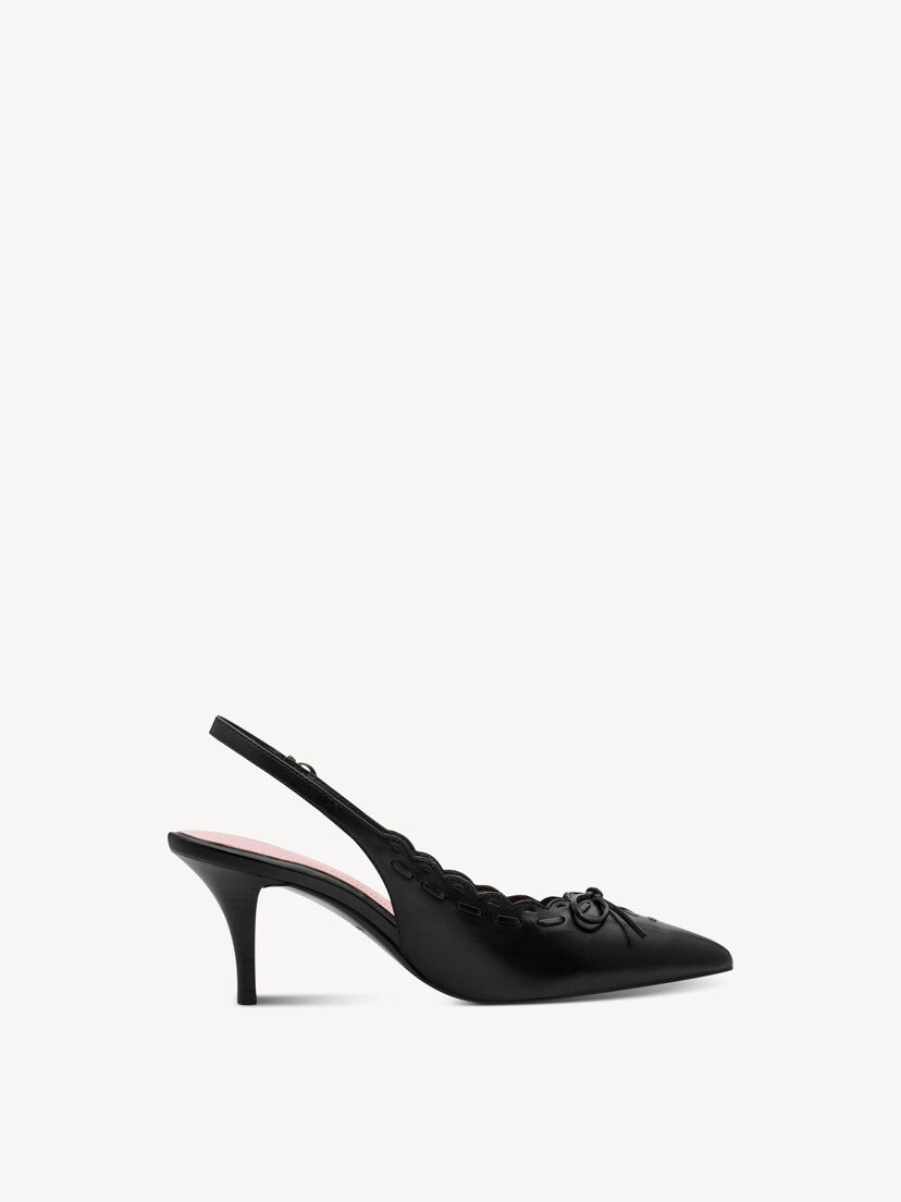 Leren Slingpumps - zwart, BLACK, hi-res