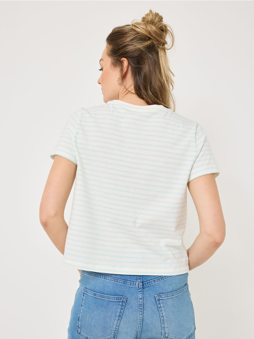T-shirt, Omphalodes/ Bright White Striped Tee, hi-res