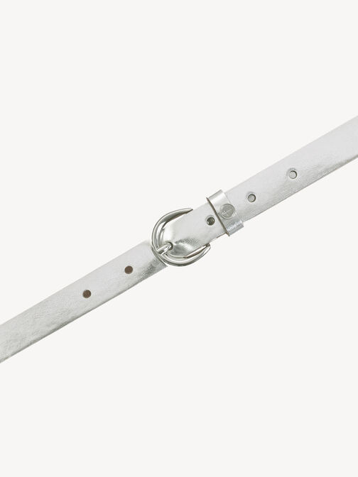 Leather belt, Silber, hi-res