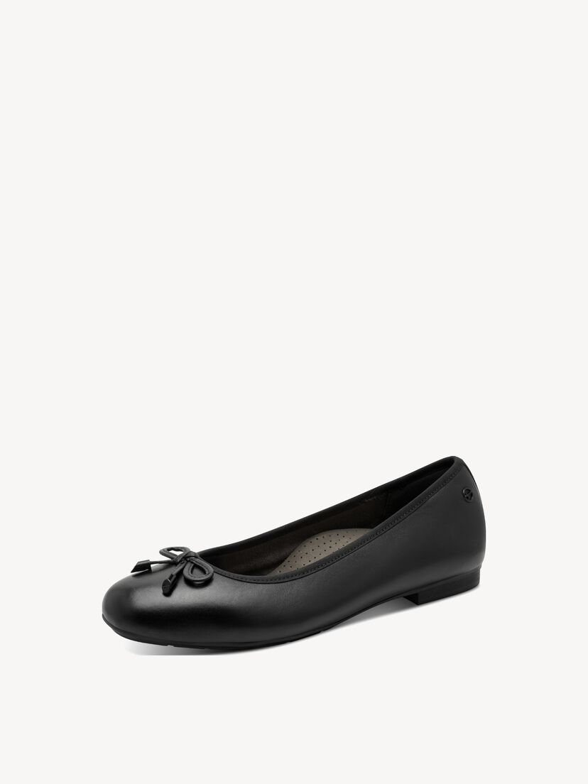 Leren Ballerina - zwart, BLACK, hi-res