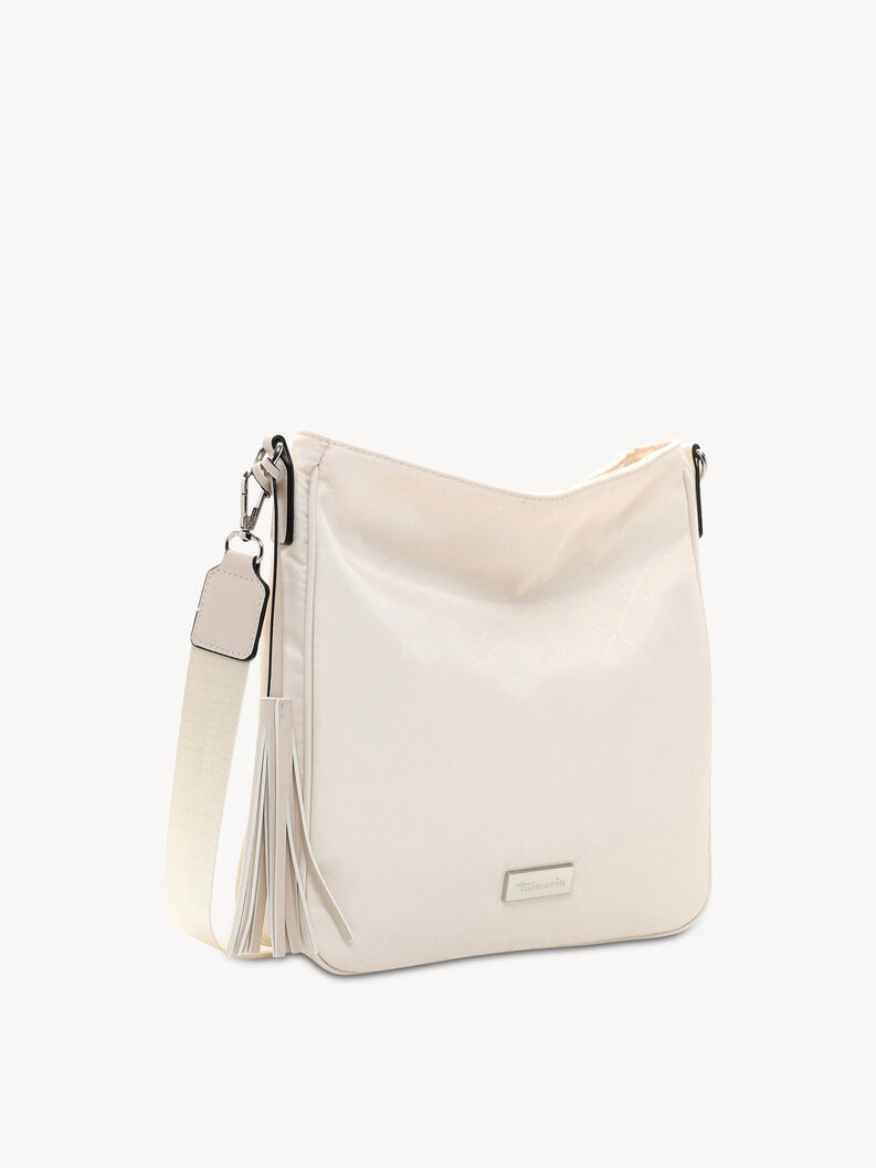 Skuldertaske - beige, beige satin, hi-res