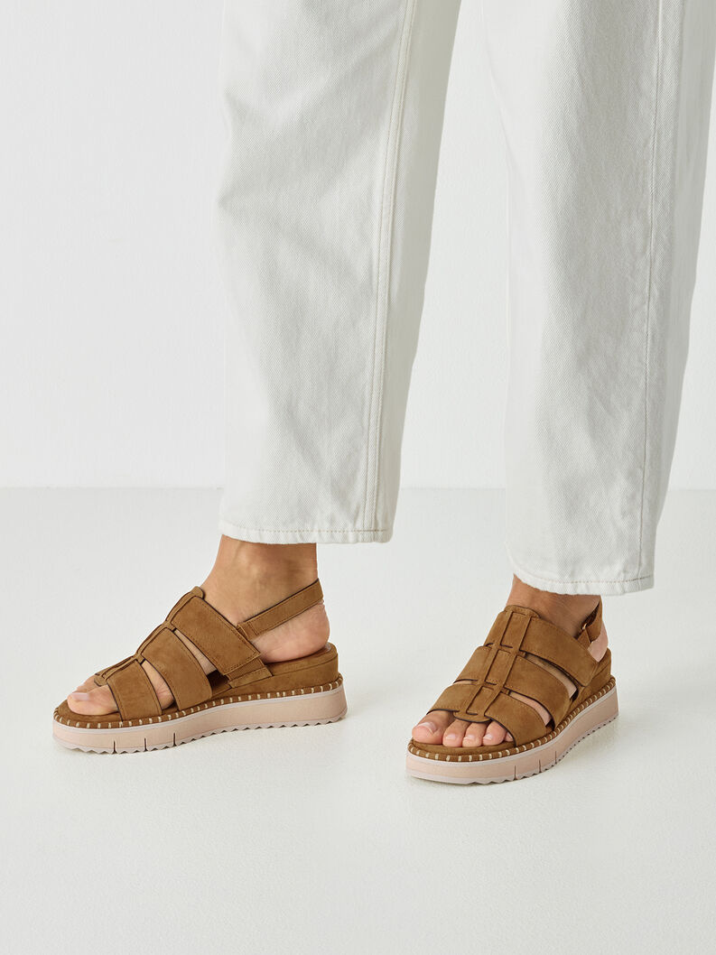 Ledersandalette - braun, COGNAC, hi-res