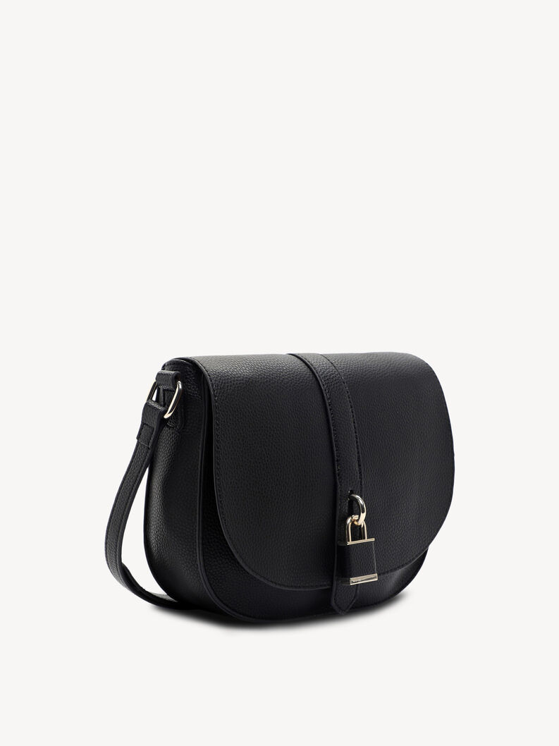Sac en cuir noir avec boucle, bandouli&egrave;re r&eacute;glable et style &eacute;l&eacute;gant