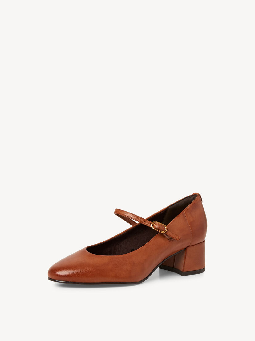 Leren Pumps - bruin, COGNAC LEATHER, hi-res
