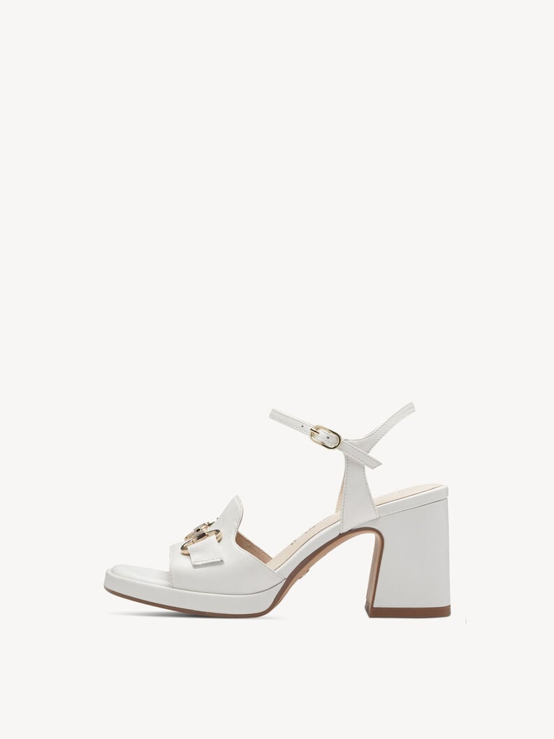 Leather Heeled sandal - white, WHITE, hi-res
