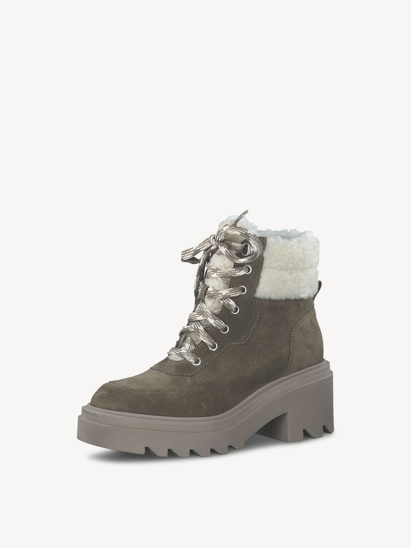 Leren Enkellaarsje - groen warme voering, OLIVE COMB, hi-res