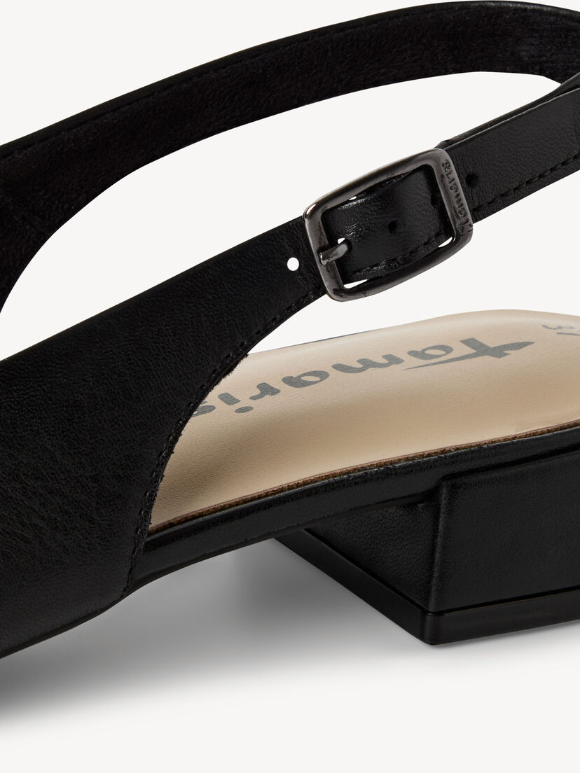 Slingpumps, BLACK LEATHER, hi-res