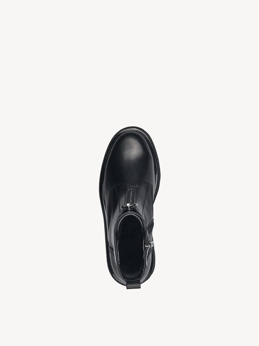 Leren Enkellaarsje - zwart, BLACK LEATHER, hi-res