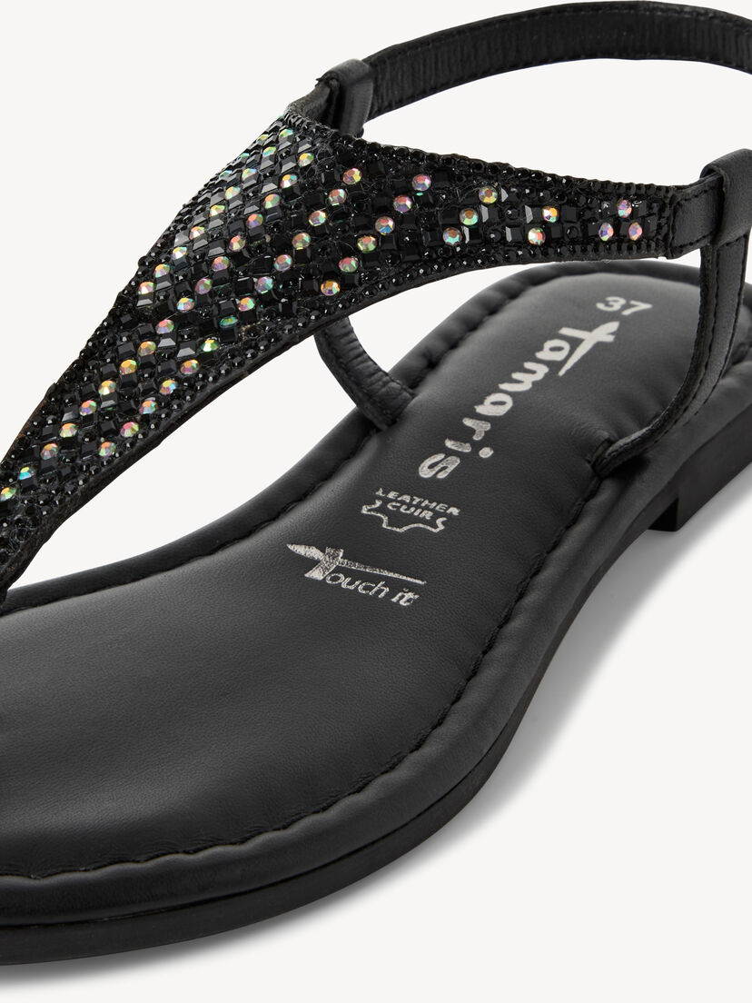 Leren Sandaal - zwart, BLACK GLAM, hi-res