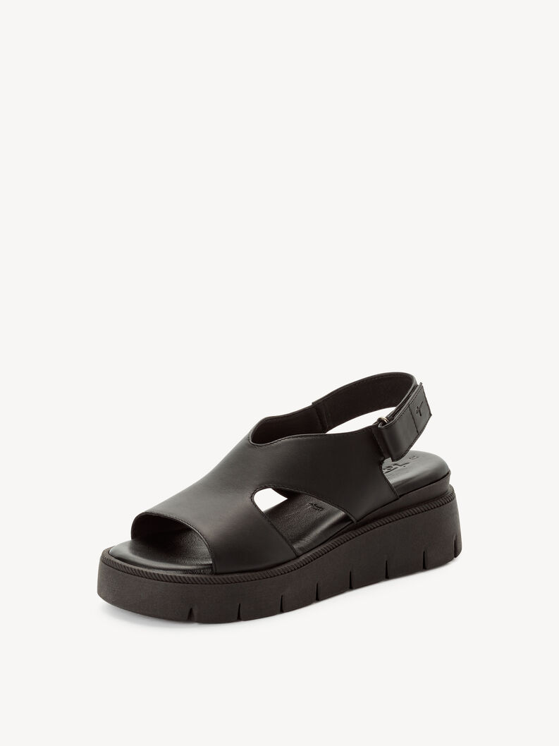 Ledersandalette - schwarz, BLACK, hi-res