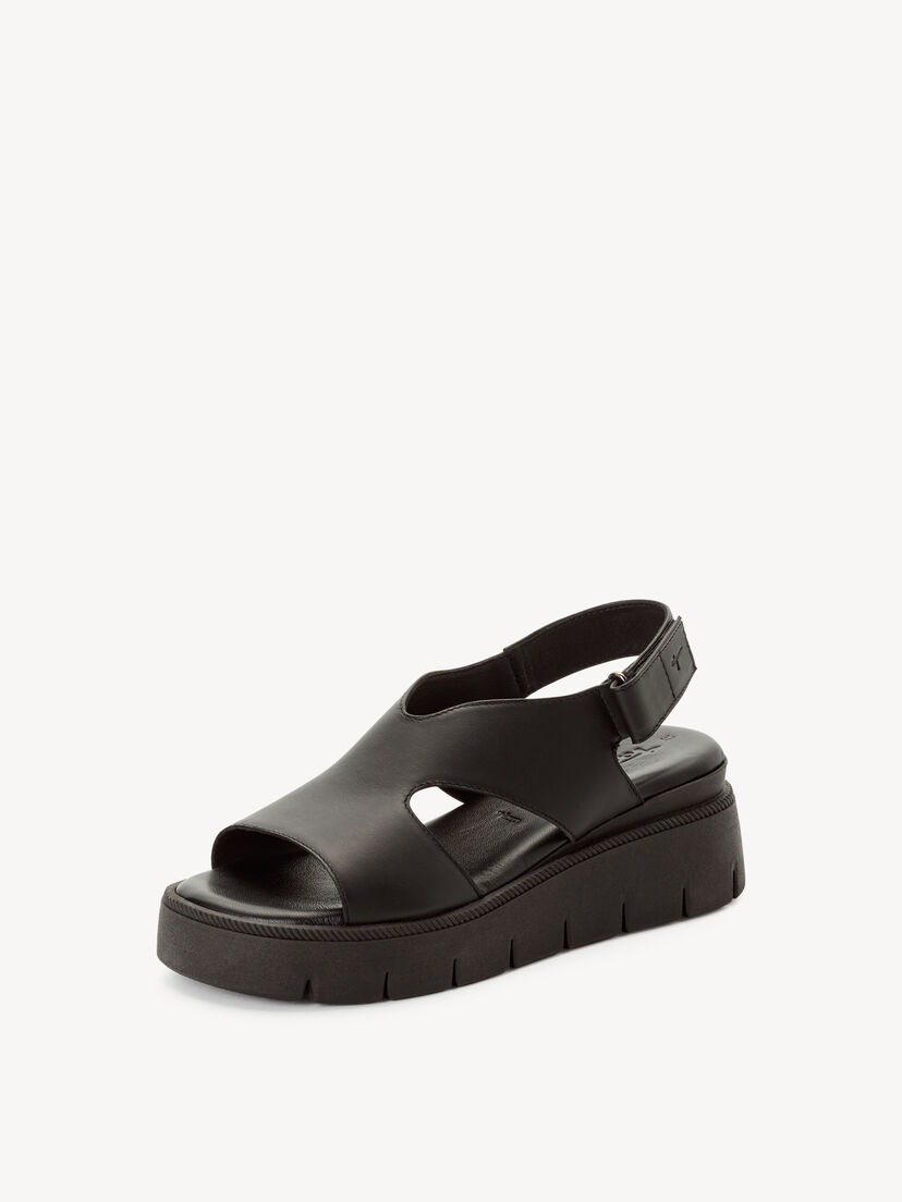 Leren Sandaaltje - zwart, BLACK, hi-res