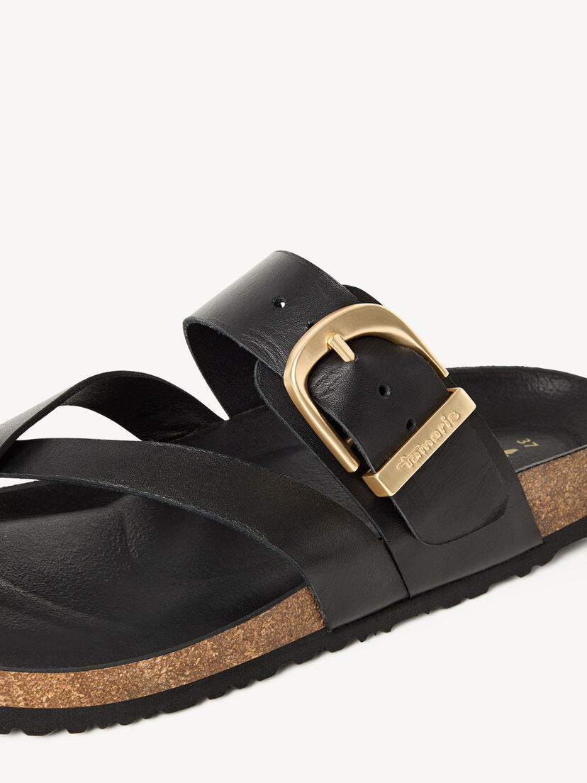 Leren Slipper - zwart, BLACK, hi-res