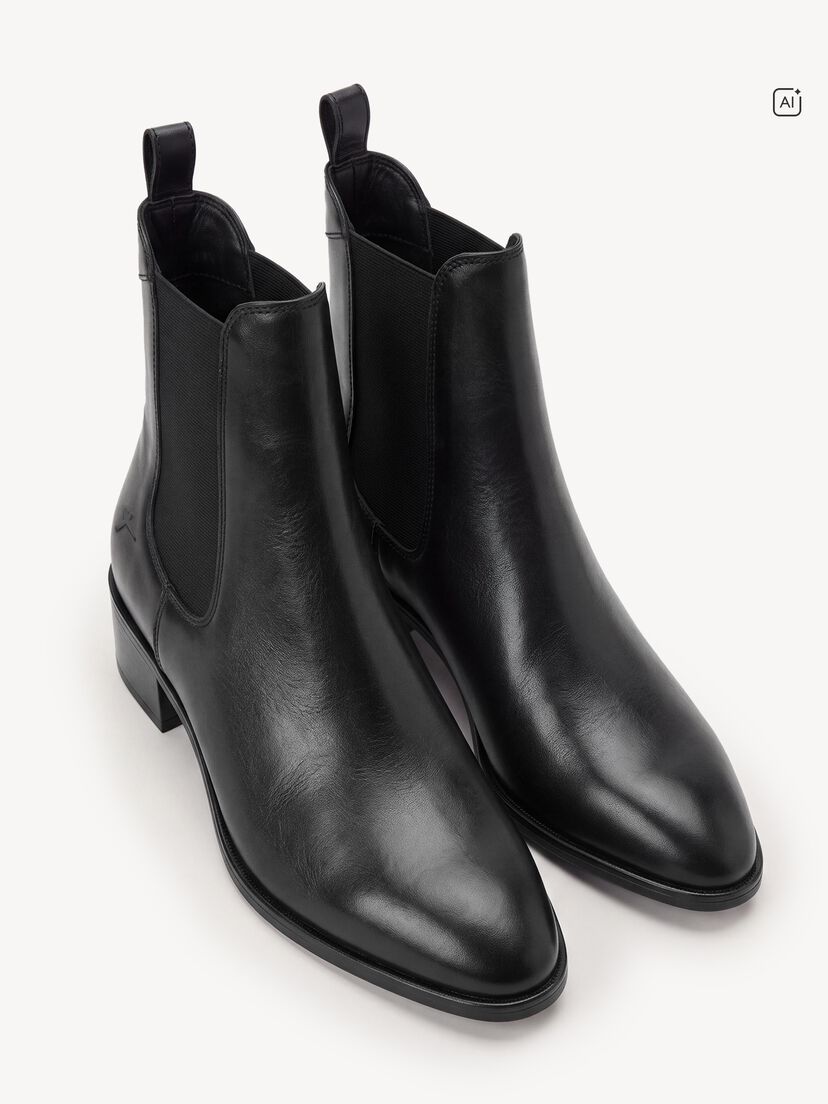 Leren Chelseaboot - zwart, BLACK, hi-res