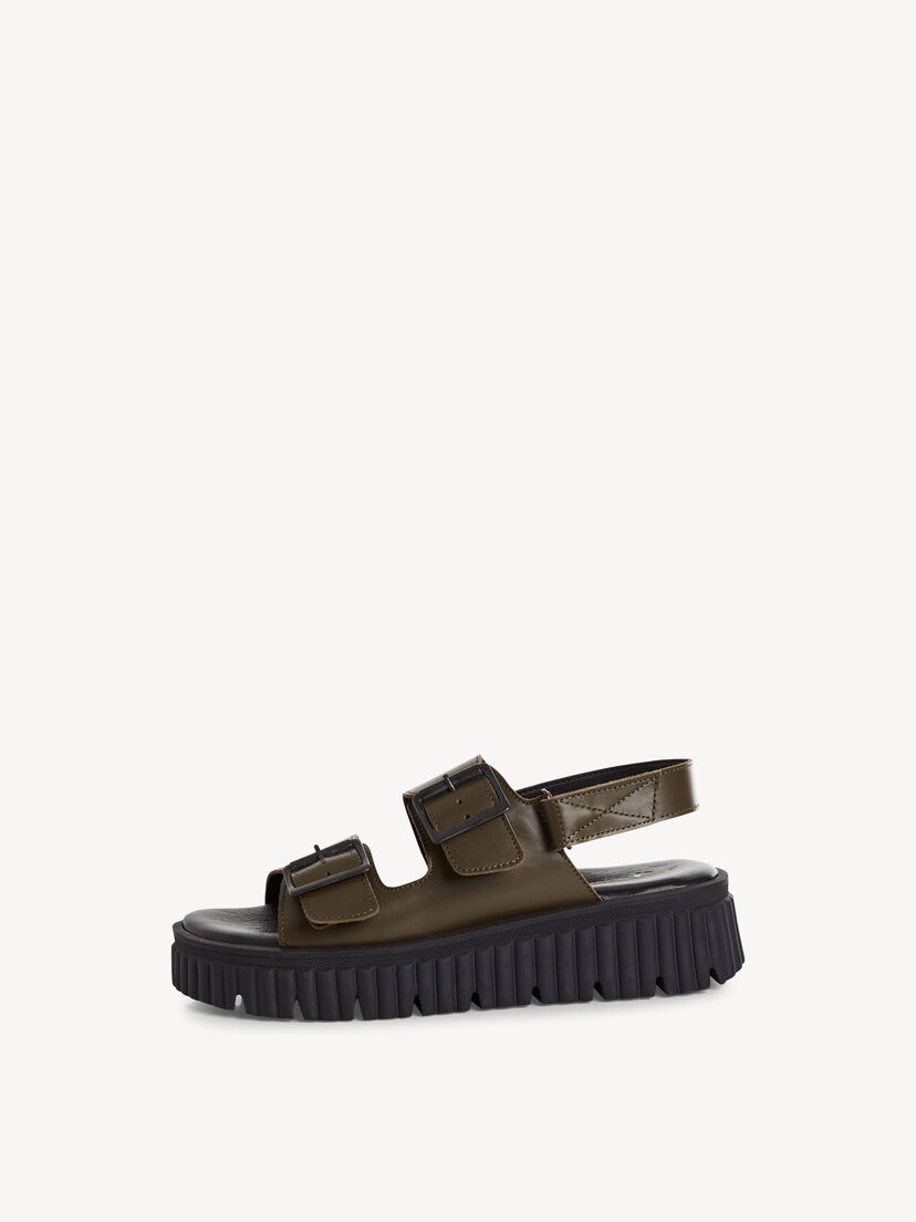 Leren Sandaaltje - groen, OLIVE, hi-res