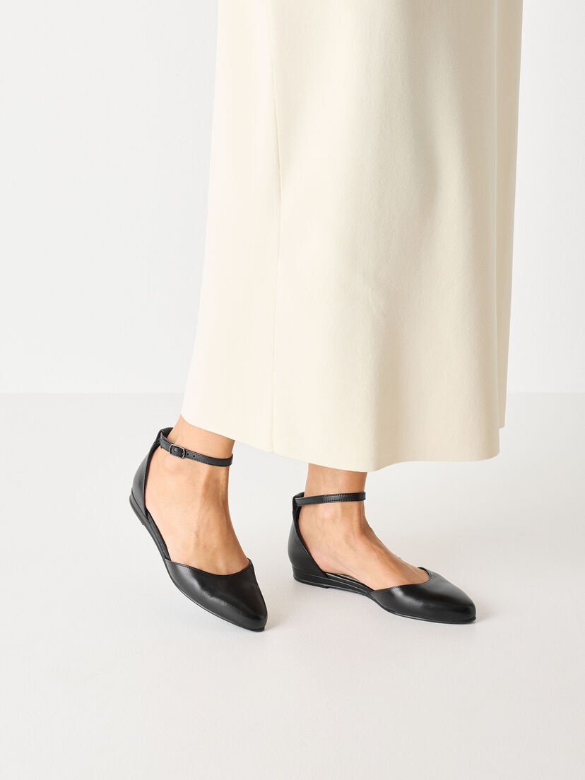 Leren Ballerina - zwart, BLACK LEATHER, hi-res