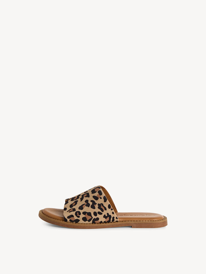 Leren Slipper - bruin, LEOPARD, hi-res