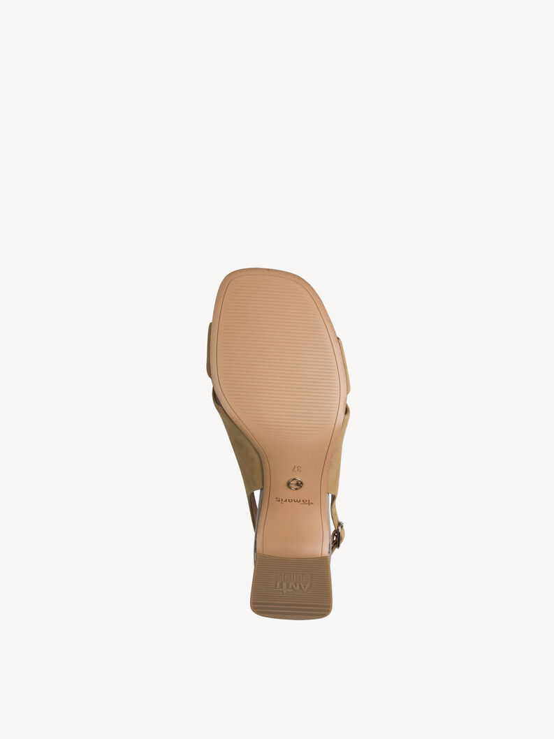 Leather Heeled sandal - beige, TAN COMB, hi-res