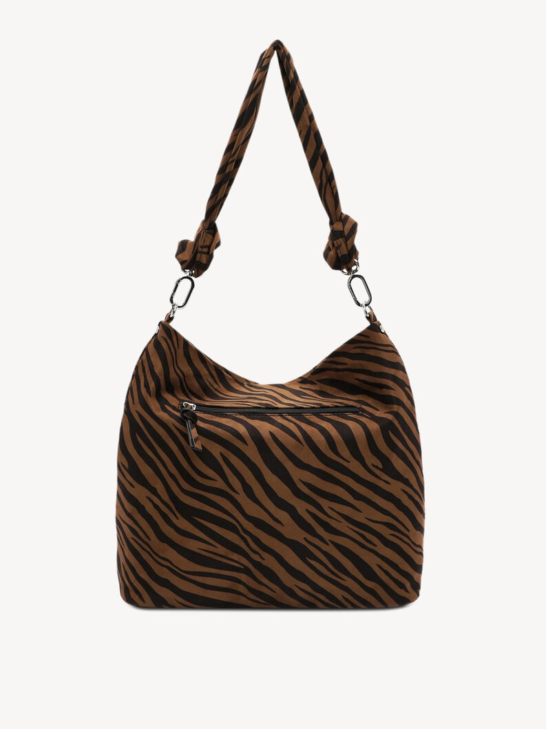 Braune Zebratasche mit schwarzen Streifen und Rei&szlig;verschlusstasche hinten