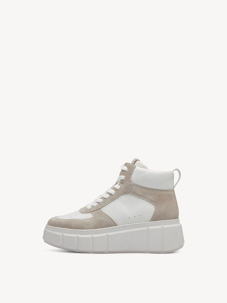 Leather Sneaker - white, WHITE/BEIGE, hi-res