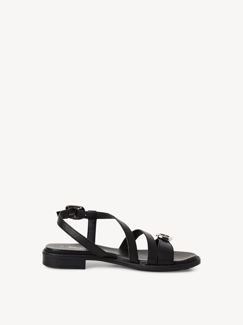 Leather Sandal - black, BLACK, hi-res