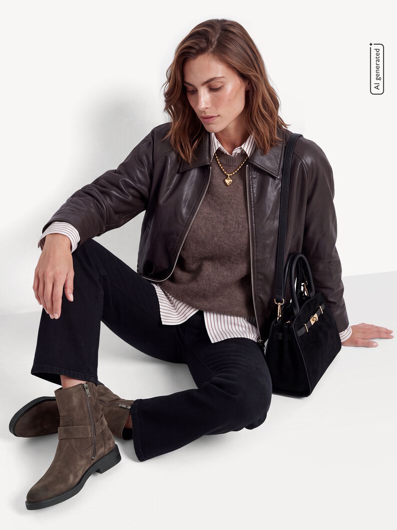 Leather Bootie - brown, CIGAR, hi-res