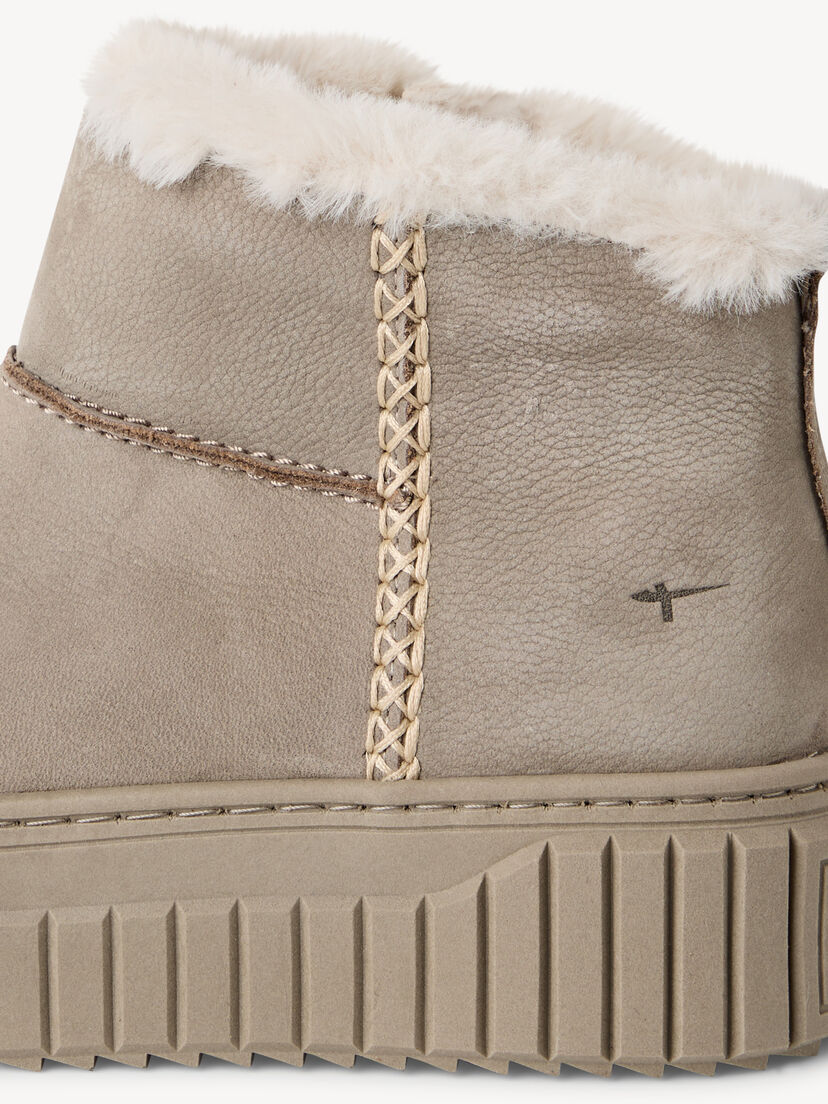Leren Enkellaarsje - beige warme voering, TAUPE, hi-res