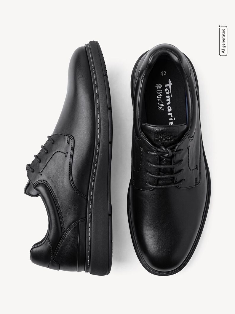 Lederhalbschuh - schwarz, BLACK LEATHER, hi-res