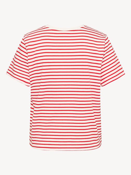 T-shirt, Goji Berry / Bright White Striped Tee, hi-res
