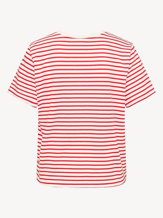 T-shirt, Goji Berry / Bright White Striped Tee, hi-res