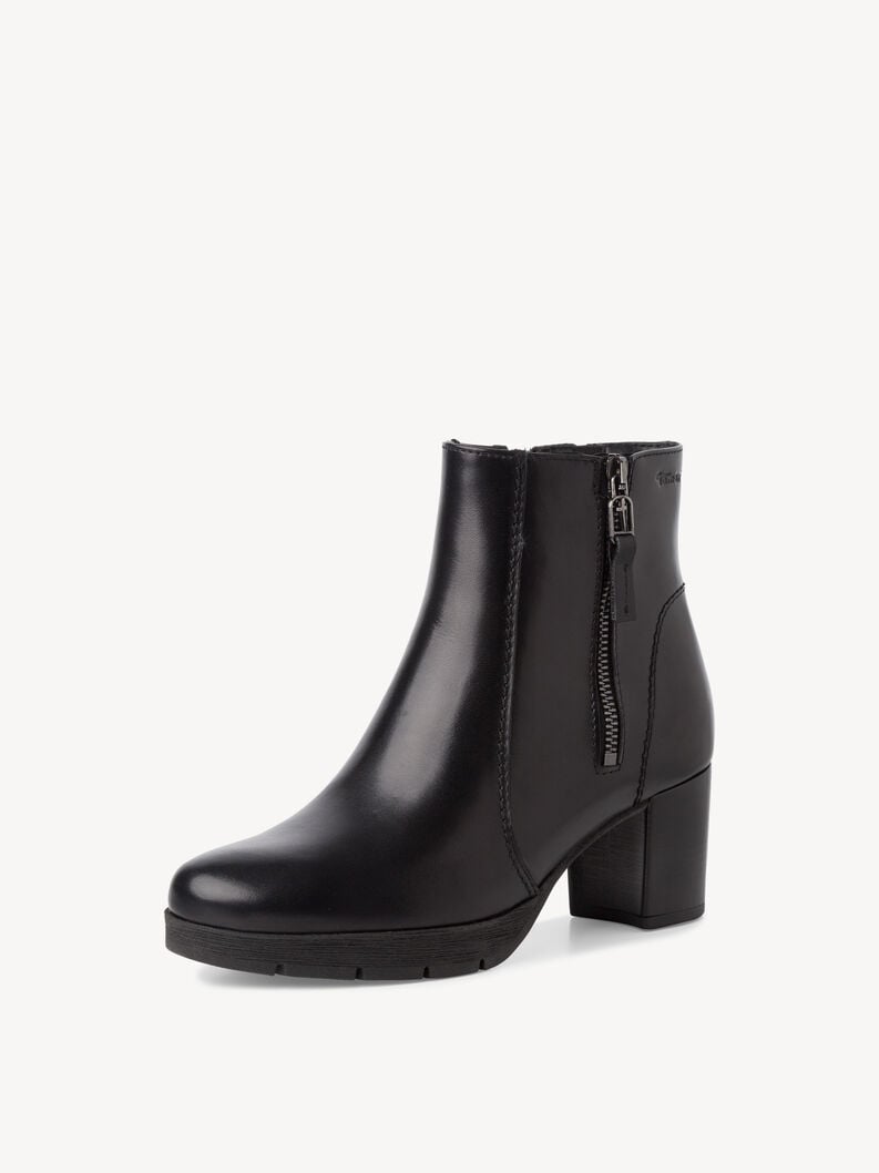 Bottine en cuir - noir, BLACK, hi-res