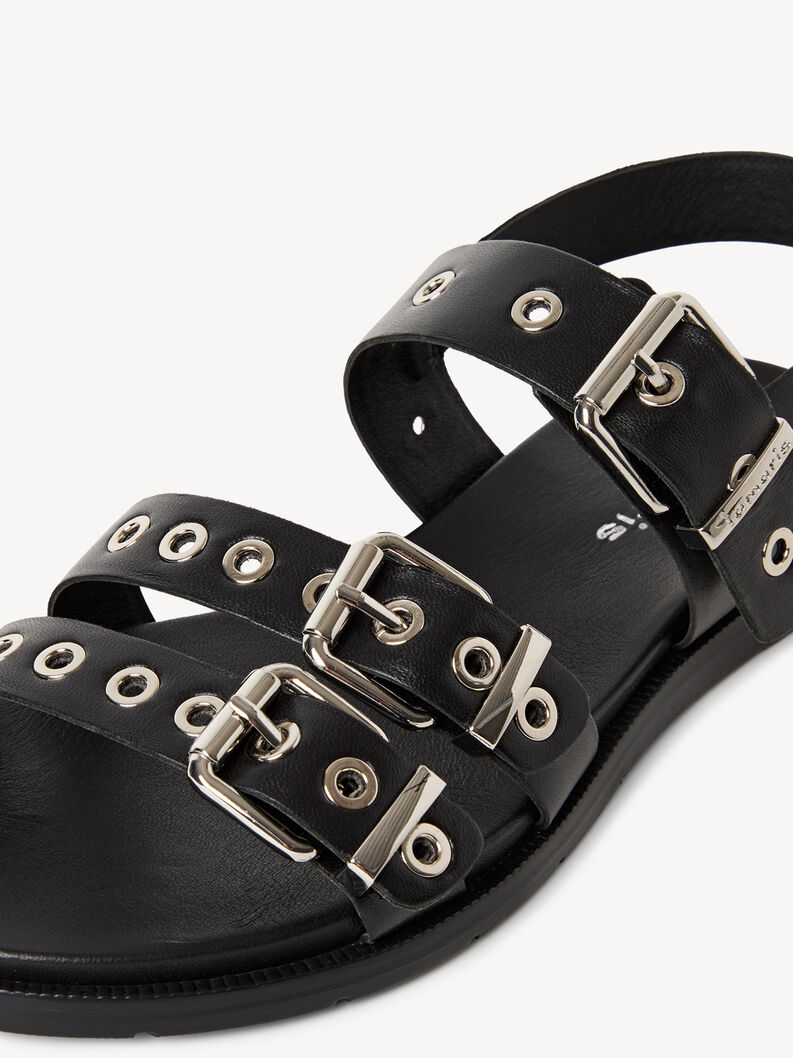 Ledersandale - schwarz, BLACK, hi-res