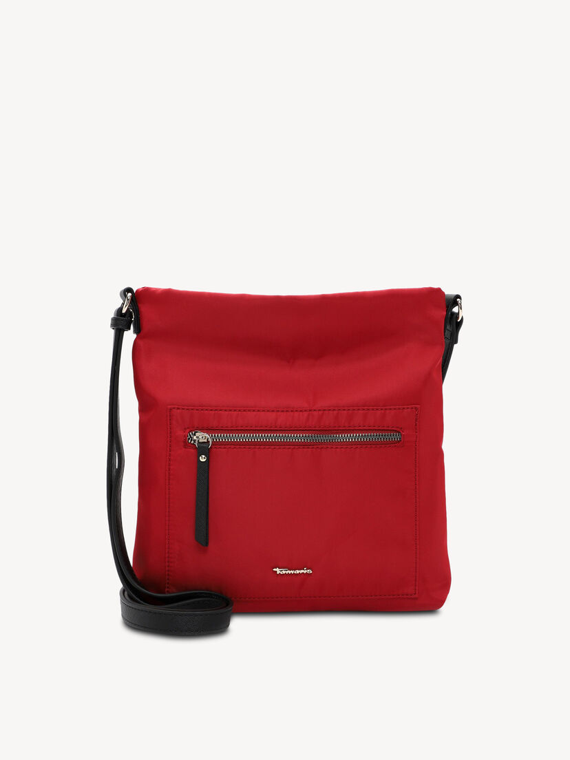 Elegante rode crossbody tas van duurzaam materiaal met zwarte riem