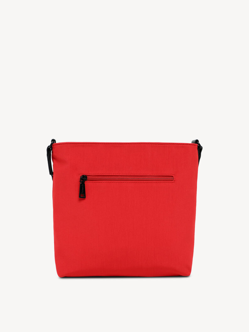Retro della borsa a tracolla rossa con tasca nera con zip