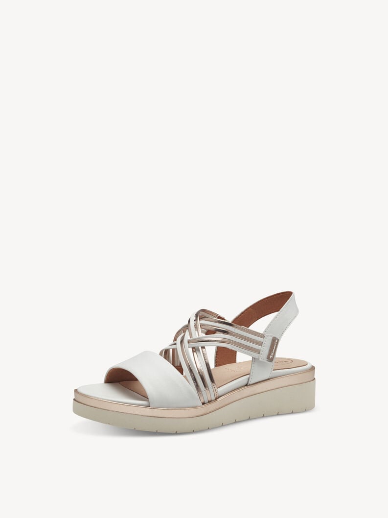 Heeled sandal - white, WHITE/ROSEGOLD, hi-res