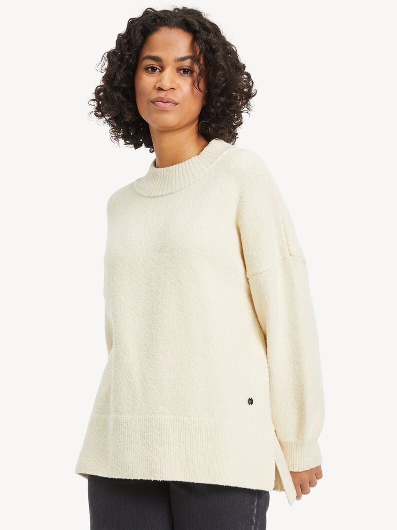 Sweter z dzianiny - biały, Antique White, hi-res