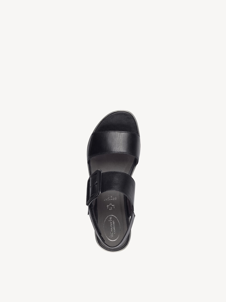 Leather Heeled sandal - black, BLACK COMB, hi-res