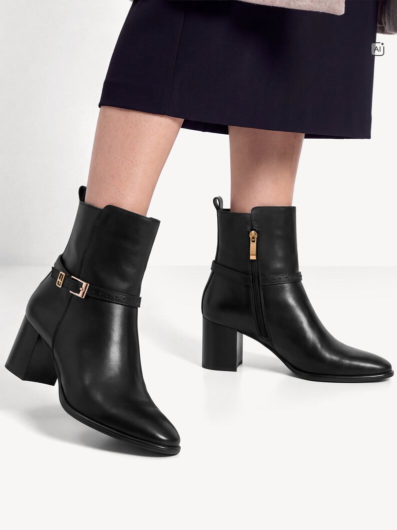 Leather Bootie - black, BLACK, hi-res