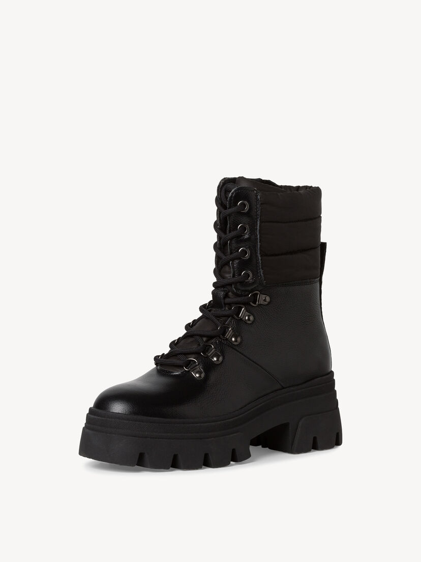 Leren Enkellaarsje - zwart, BLACK, hi-res