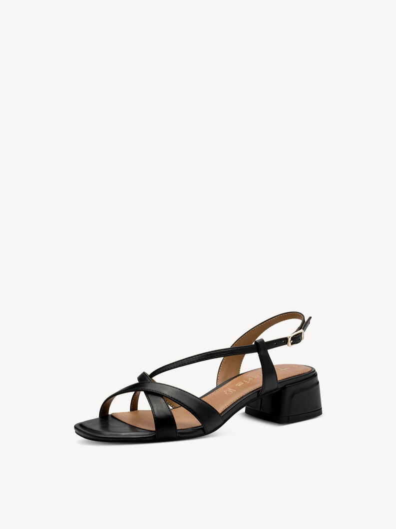Leather Heeled sandal - black, BLACK, hi-res