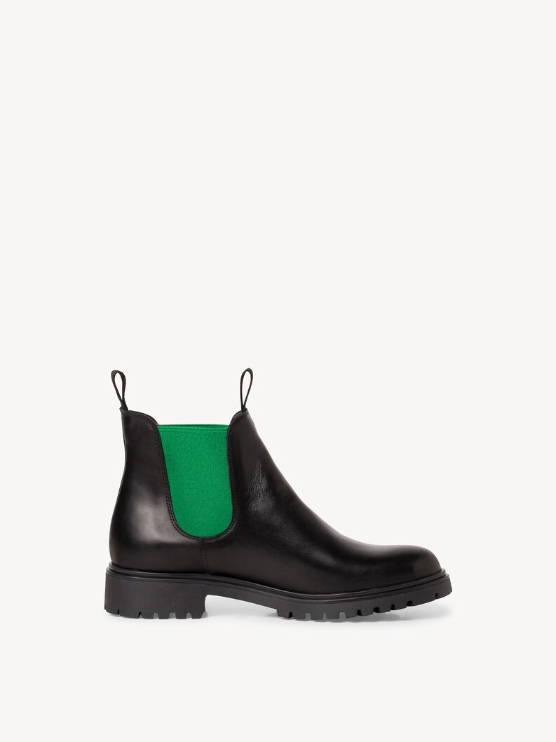 Bottine Chelsea en cuir - noir, BLK LEA./GREEN, hi-res