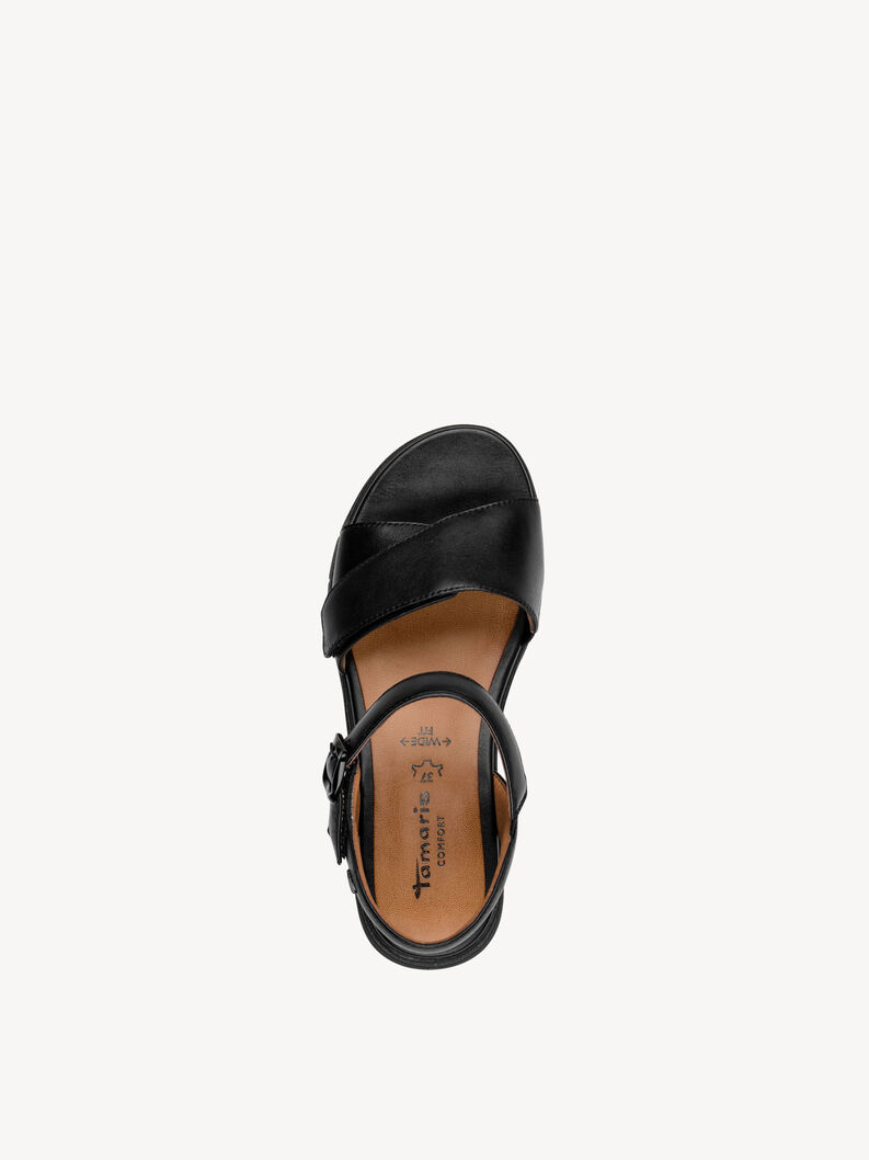 Sandale &agrave; talon en cuir - noir, BLACK UNI, hi-res
