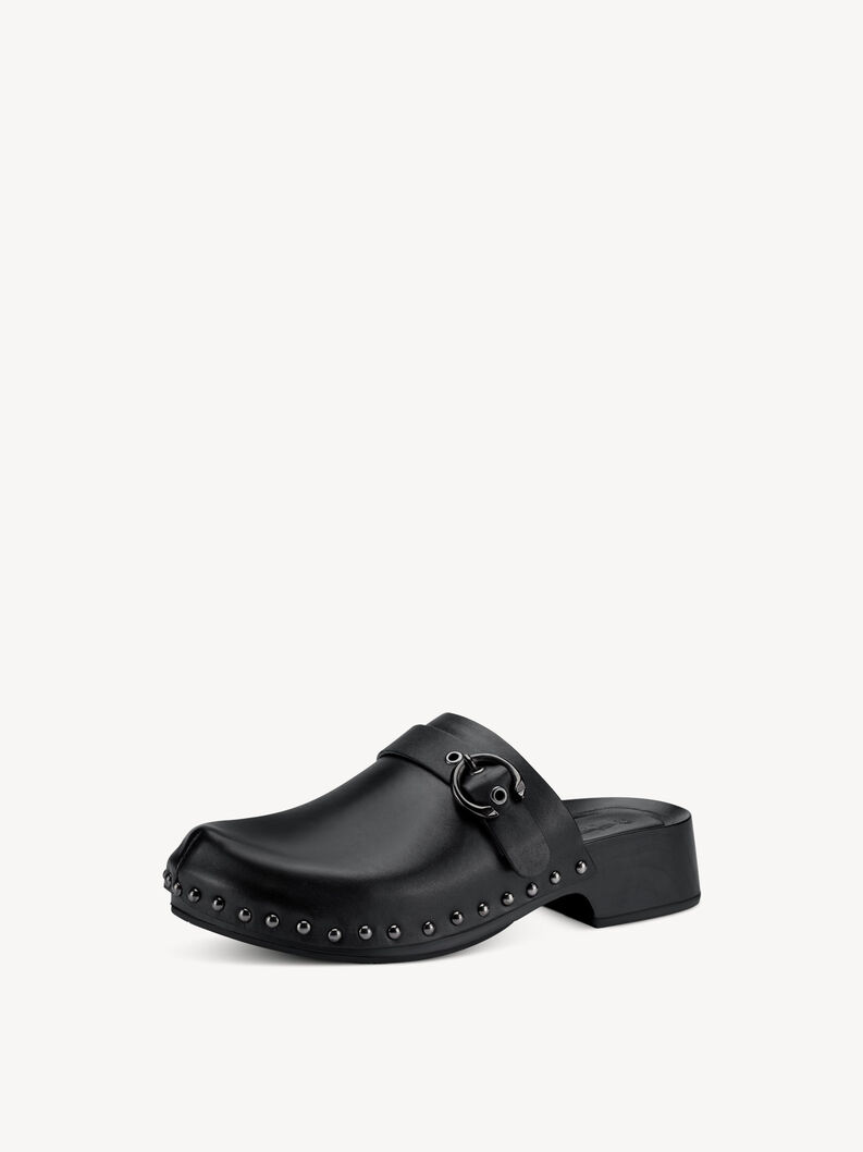 Leather Heeled sandal - black, BLACK LEATHER, hi-res