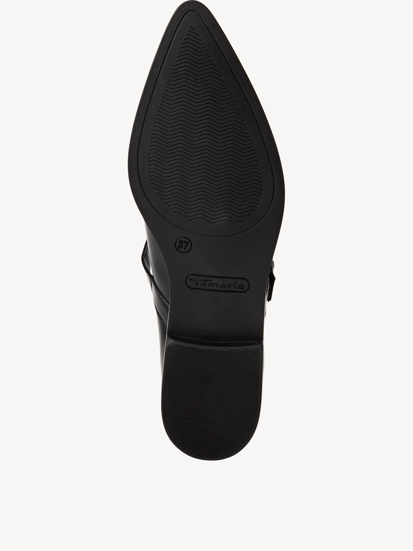 Leren Ballerina - zwart, BLACK LEATHER, hi-res