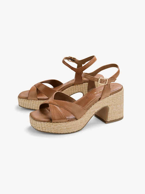 Heeled sandal, COGNAC, hi-res