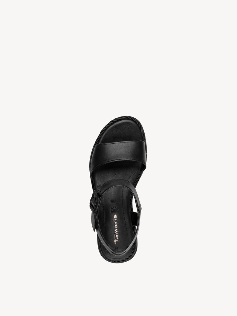 Leather Heeled sandal - black, BLACK, hi-res