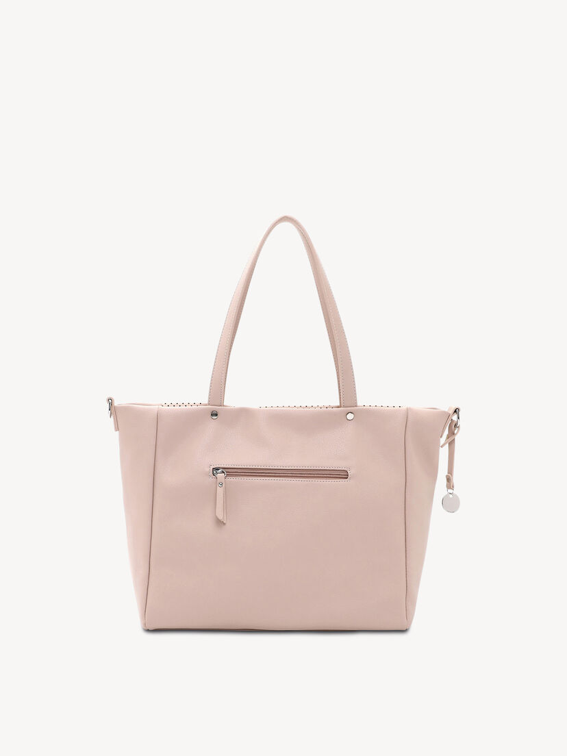 Roze soepele damestas van ecologisch leer met achtervak met rits