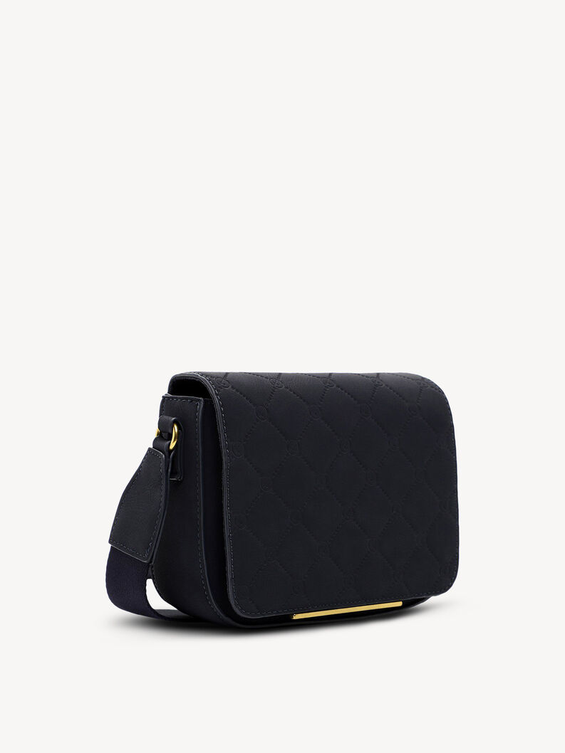 Borsa a spalla nera trapuntata in ecopelle con dettagli dorati