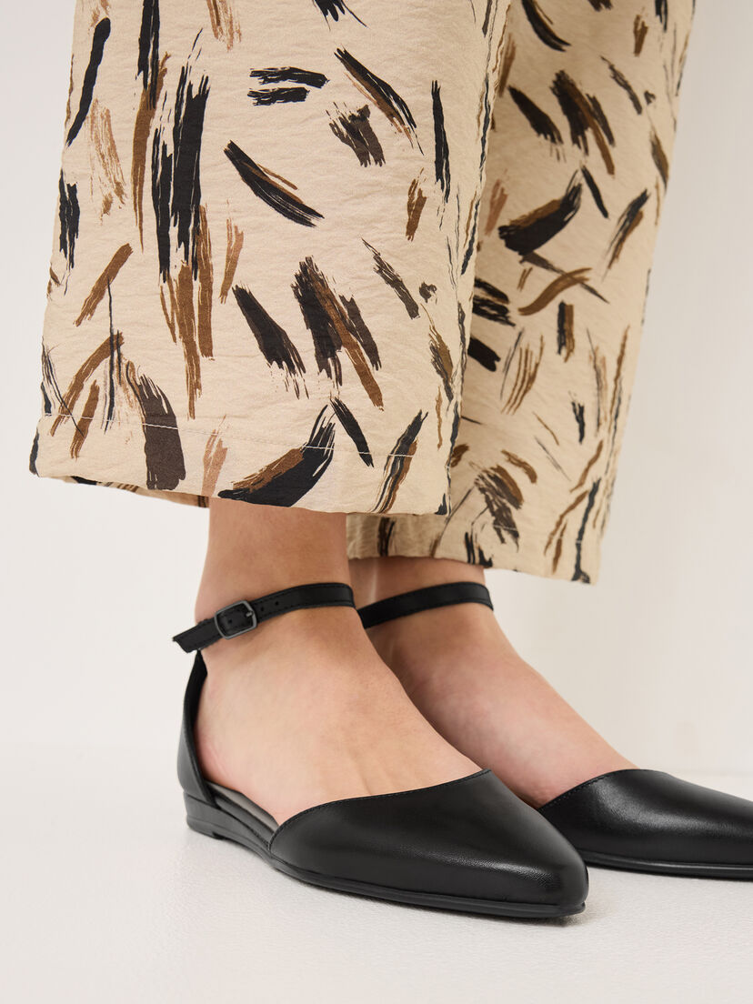 Leren Ballerina - zwart, BLACK LEATHER, hi-res