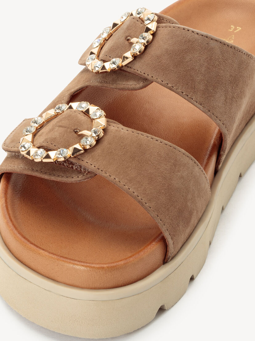 Leren Slipper - bruin, TAUPE SUEDE, hi-res
